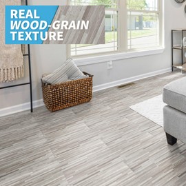 Art3d Art3d Peel and Stick Floor Tile Vinyl Wood Plank 36-Pack 54 Sq.Ft, Dusty Grey, Rigid Surface Hard Core Easy DIY Self-Adhesive Flooring