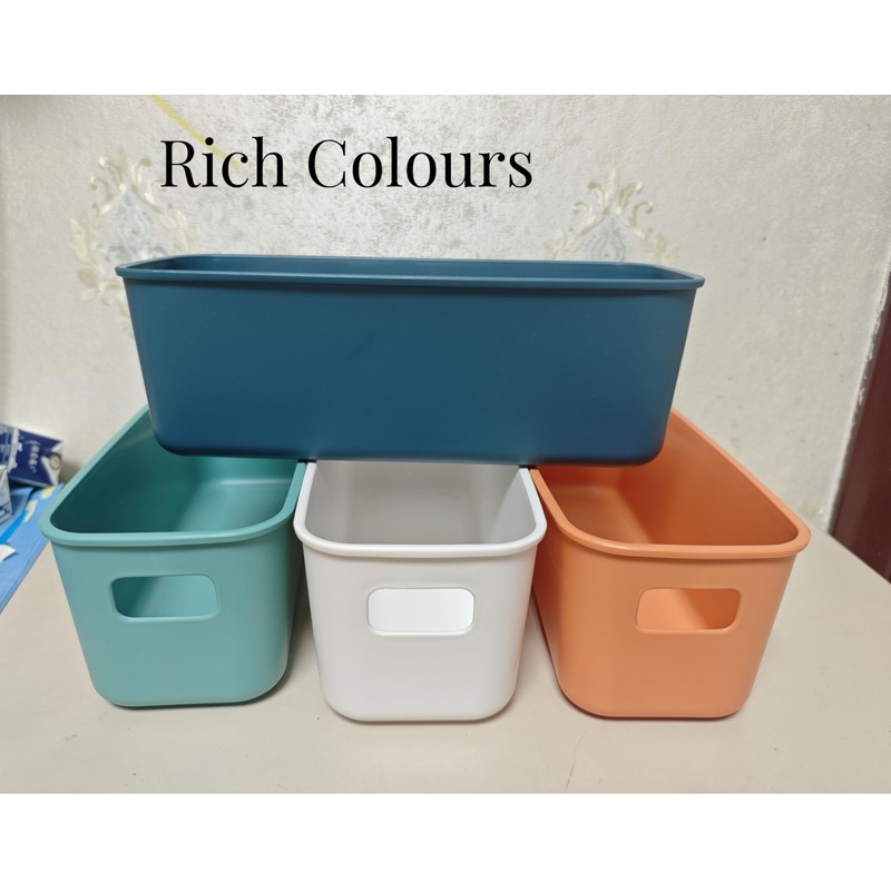 EURXLQ Pack of 6 Coloured Storage Boxes Plastic 28 cm