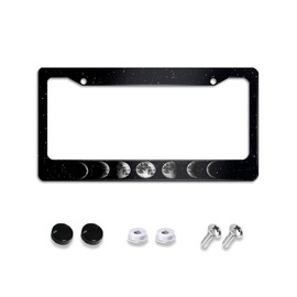 Moon Starry Sky License Plate Frames Holder Cover for Women, Black Car Accessories Tag Frames Holder Cover Aluminum 2 Holes and Screws Decoration Accessory Gifts for Men Boys US Standard 12X6 Inch