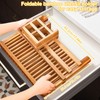 Tefola Bamboo Dish Drying Rack, 2-Tier Foldable Design with Utensil