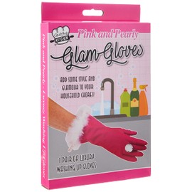 Diabolical Gifts DP0985 Pink & Pearly Glamorous Pink and Pearly Washing-Up Gloves Secret Santa Gift People, One Size (Pack of 1)