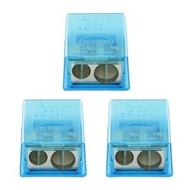 KUM AZ1032016-B - Pencil Sharpener with Container 2-in-1 M2, Pack of 3, Blue, Double Sharpener with Tin