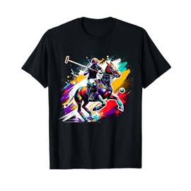 Colorful Polo Player on Horse Equestrian T-Shirt