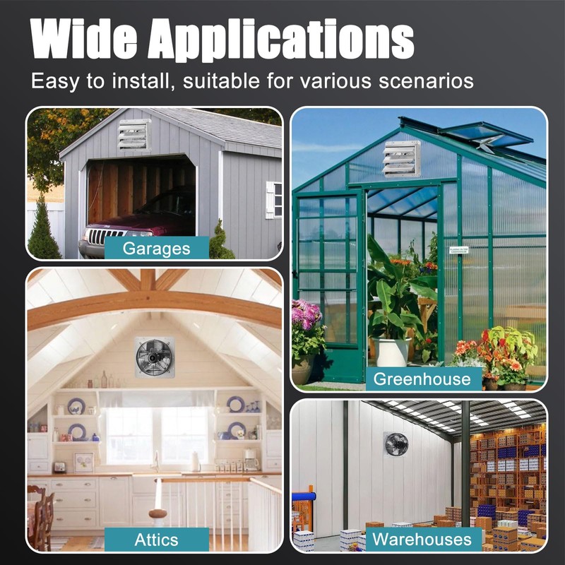 Criditpid 7 Inch Shutter Exhaust Fan, Wall Mounted Vent Fan