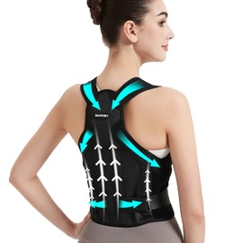 SHAPERKY Posture Corrector for Women for Support: Back Brace for Full Back Support - Adjustable Shoulder Straightener for Women and Men (Black Large)