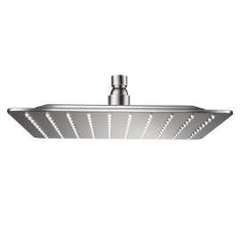 GUAKE Square Rain Shower Head, Ultra-Thin Design 304 Stainless Steel Ceiling Shower Head, Modern High Pressure Waterfall Shower Head (Brushed Nickel, 10)