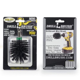 Mini Size Nylon Bristle Motorized Spinning Battery Powered Electric Grill Cleaning Brush by Drillbrush - Bristles are Safe for Consumption - The Best Way to Clean Your Barbecue Grill