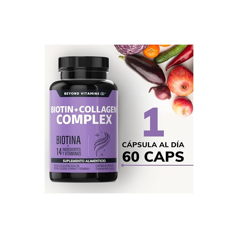 Biotin Collagen Complex Contiene Biotina Colágeno Ingredientes Vitaminas Suplemento Vitamínico