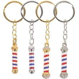 FENICAL Pendant Keyring Keychain Barber Shop Sign Key Chain Trinket Women Men 4Pcs
