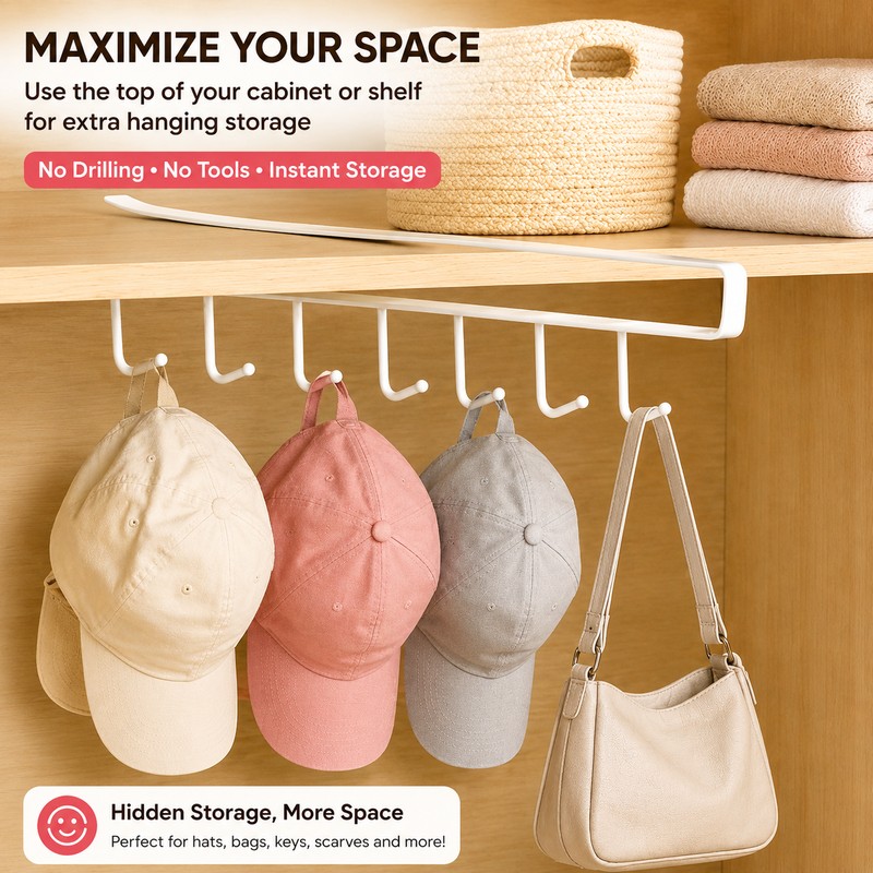 Door Hat Holder Organizer for Home Storage – Space-Saving Metal