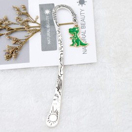 WSNANG Dinosaur Lover Gift Dinosaur Bookmark Book Lovers Gift Cuntasaurous Animal Bookmark Jewelry for Women Girl, Stainless Steel, stainless steel