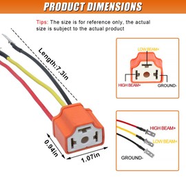 2PCS H4 HB2 9003 Pigtail Headlight Socket, 16AWG Female Ceramic Headlight Connector Plug Adapter with Wiring Harness, Headlights Fog Light Retrofit Car Accessories for Car Truck Boat Marine (2PCS)