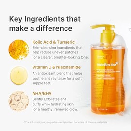 medicube Jabón corporal iluminador de ácido kójico y cúrcuma | Gel de ducha suave para piel irregular | Niacinamida, vitamina C, AHA/BHA | Fórmula hid