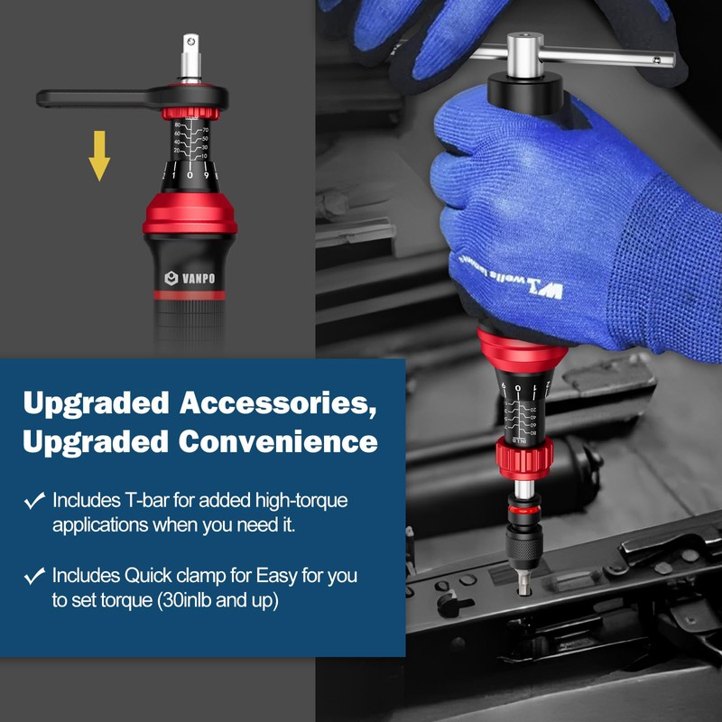 VANPO 1/4" Torque Screwdriver Set, 64 Pieces 10–80 in-lb Inch