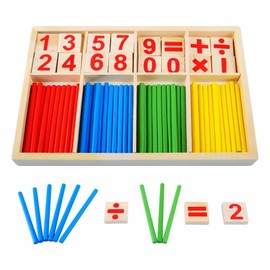 QHFlashbuy Montessori Maths Toy, Counting Frame Wooden Mathematical Toy, Math Toy Calculator Sticks, Math Toy for Children, Calculation Toy, Math Game