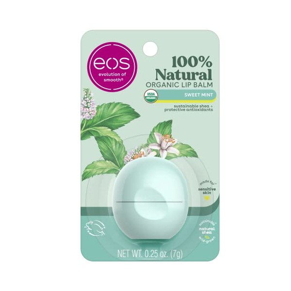 EOS Organic Lip Balm, Sweet Mint Sphere, 0.25 Ounce 7 g (Pack of 1)