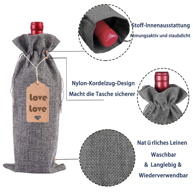 Penubuy Premium Hessian Wine Bag, gray, Pack sack