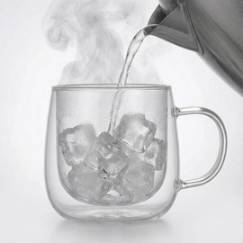 BEoneBEwin 10oz Double Walled Glass Coffee Mugs Set of 2, Clear Insulated Mug for Cappuccino, Latte, Borosilicate Glass Cup, Heat & Cold Resistant Glasses