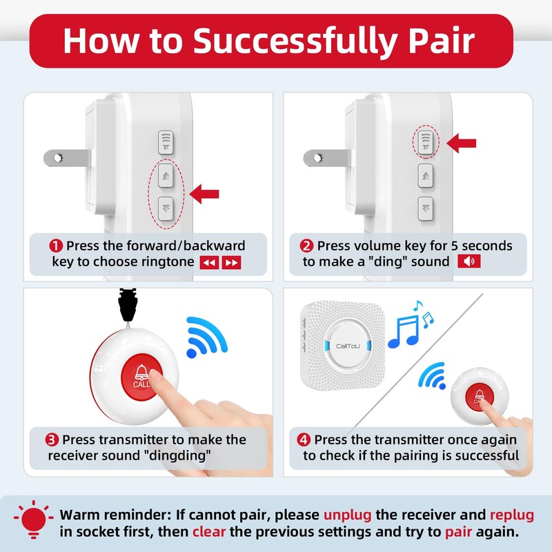 CallToU Wireless Call Buttons for Caregiver Pager and Restaurant Calling