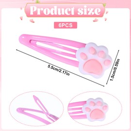 6PCS kawaii Hair Clips Pink Cat Hair Clips for Hair Decor Y2k Cat Hair Pins Suitable for Girls, Cartoon Cat Metal Hairpins for Kids, Girls Kawaii Hair Accessories