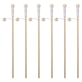 TOYANDONA 6pcs Wooden Magnetic Fishing Poles Unfinished Fishing Rod Wood Magnetic Fishing Game Toy for Kindergarten Preschool Girl Boy Pool Beige