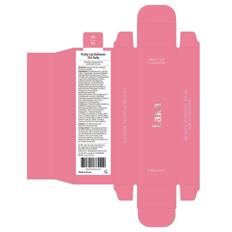 Laka Fruity Lip Glotioner, 10ml/0.33 fl.oz, Lip Gloss with High