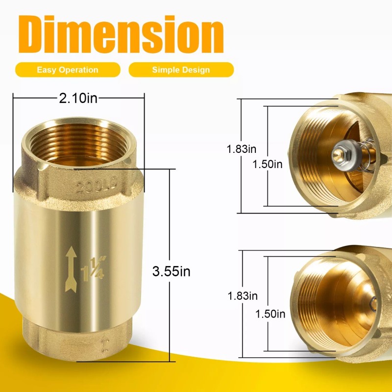 Deargooday 1 1/4" Check Valve Female Pipe Thread One Way