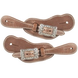 Billy Royal Oiled Herman Oak Leather Spur Straps - Ladies | Looks Great on Horse Riding Boots | USA Made by Amish Craftsman | Adjusts from 8" - 10" | Raised Leather for Tight Fit