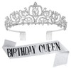 AOPRIE Birthday Crown for Women Birthday Queen Sash Silver Birthday Tiara for Women Princess Crown Rhinestone Happy Birthday Accessories Party Favor