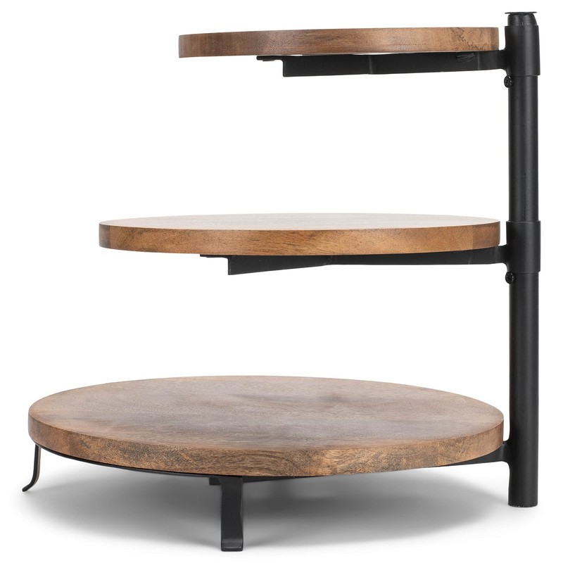 Demdaco Natural Brown 3-Tiered 12.5 x 13 Mango Wood and