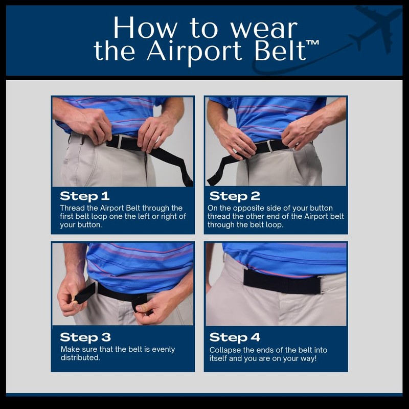 Davison Easy Pass Elastic Travel Belt. Simplify TSA Airport Security,
