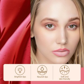 Matte Liquid Lip Stain Peel Off Lip Liner Tattoo - Pinkish Red, Waterproof Smudge-Proof Lip Gloss, Long-Lasting Non-Stick Cup Formula, Natural Peel Off Design for All Skin Types (#6, 0.12 fl oz)