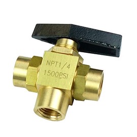 HongBoW Brass Instrument 3 Three Way Ball Valve L Port Panel Mounted 1500 Psi 1/4 NPT Female