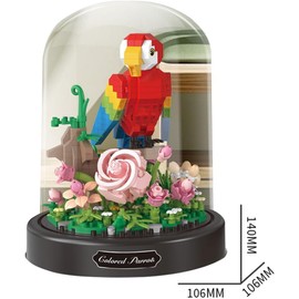 Red Parrot Eternal Flower Building Toy, Interior Decoration Kits, Craft Toys, Adults & Children, Gifts, Decorations, Collectibles