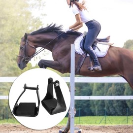 Vitdipy Plastic Stirrups Ergonomic Angled Design Western Riding Safety Saddle Trail Black Padded Foam Foot Pad for Long Riding