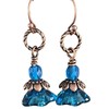 Blue Crystal and Flower Copper Earrings Bloom Jewelry Earrings for