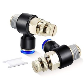 ERGAOBOY 2 Pcs 8MM Hose OD X 1/4" Elbow 90 Degree Push to Connect Air Flow Control Valve Pneumatic Connector Fittings