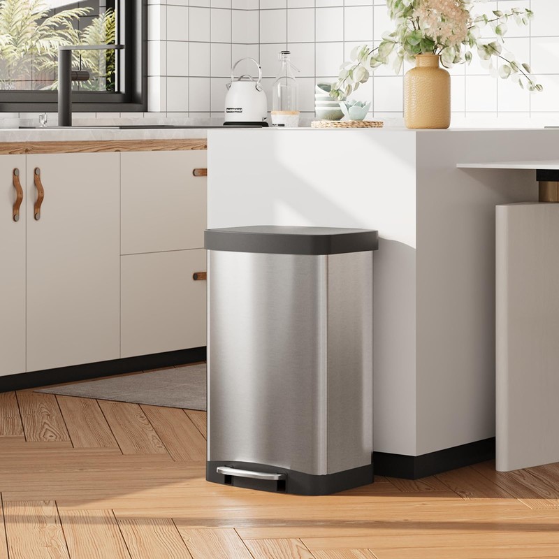 WLIVE 55 Liter Gallon Trash Can with Soft-Close Lid, 14.5