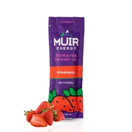 MUIR Strawberry Real Food Energy Gel - 10 Count | Organic, Vegan, Paleo, Non-GMO, Gluten-Free Fast Burning Endurance Gel | Clean Ingredients for Long-Lasting Energy, Antioxidant Rich