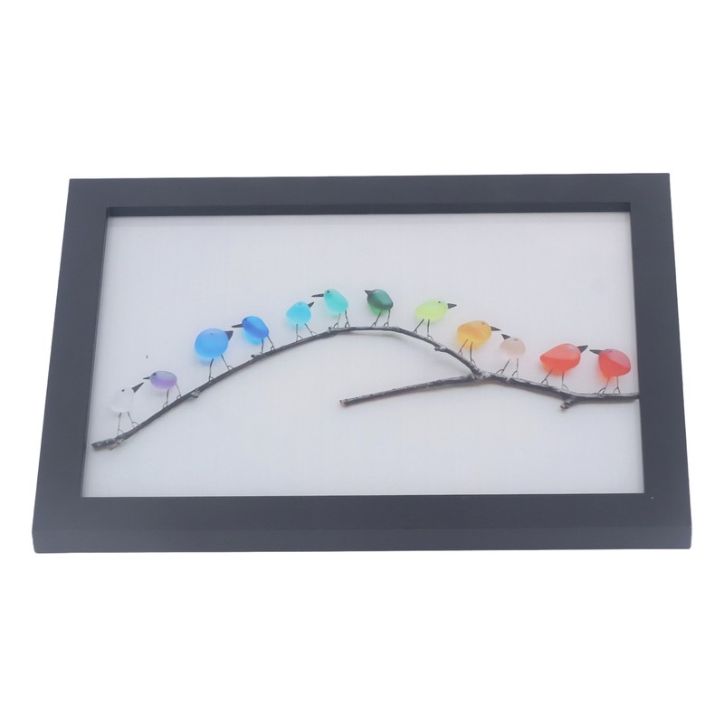 Sea Glass Birds Photo Frame 12 Birds Unique Wooden Frame