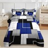 Nesker Comforter Set King Size, Blue Black Geometric 7 Pcs