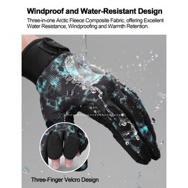 KUTOOK Fishing Gloves Cold Weather for Men Waterproof Winter Warm Fleece Lined Glove Women Hunting Photography Shooting Hiking Black Blue M
