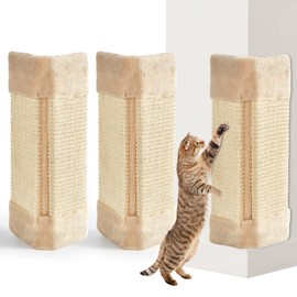 Taiyin 3 Pack Cat Scratcher Corner Pad, Wall-Mounted Sisal Cat Scratch Pad, Vertical Anti-Scratch Protector for Door & Couch, 16 x 9 Inches, Includes Wall Fixings
