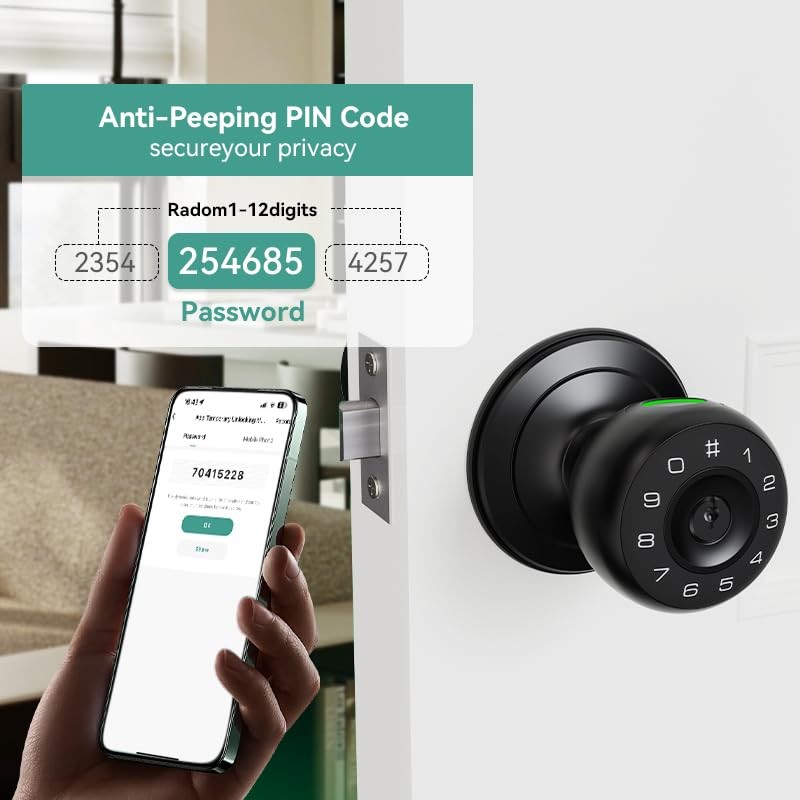 Fingerprint Door Lock,4 in 1 Smart Door Knob with Keypad
