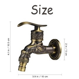 Vintage Tap Wall Tap, Washing Machine Tap, Garden Faucet, Antique Brass Tap, Wall Mounted Dragon Carved Tap, Tap for Home, Kitchen, Bathroom, Garden