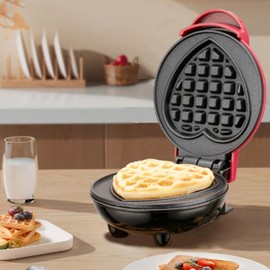 5-in-1 Nonstick Mini Waffles Maker, Heart shape Waffle Maker, Mini Waffle Maker Compact 4.5" Design, Perfect for Family breakfast and afternoon tea(red)