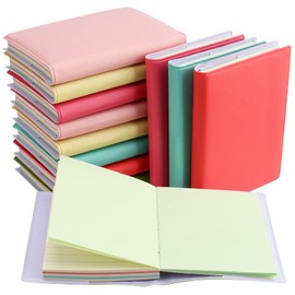 ZEONHEI Pack of 12 Mini Smiley Notebooks, Pocket Notebooks with PU Leather Case, Small Notepad Notebooks for Memo Journal, Diary, 10 x 7.3 cm, 100 Sheets/200 Pages, 6 Colours