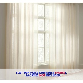 Roseley Slot Top Voile Curtain 1 Panel Mesh See Through Living Room Patio Door Drape Nursery Sheer Organza Net Curtain [Cream, W:58'' x D:54'']