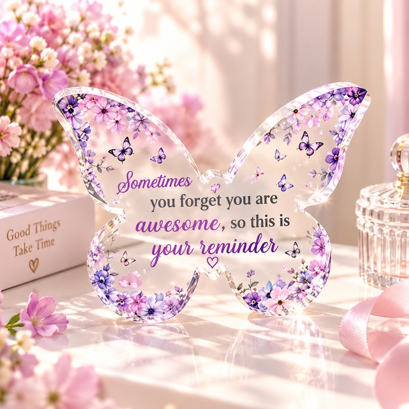 Purple Butterfly Acrylic Decoration for Inspirational Gifts – 2D Floral