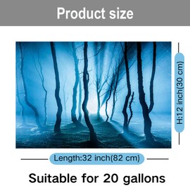 ELEBOX Fish Backgrounds Paper Double Sides 3D Stone & Trees Aquarium Background Picture 12" x 32" Fish Tank Background